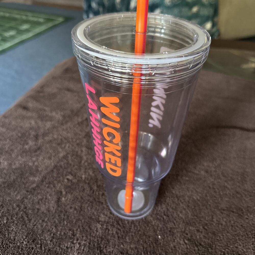 Dunkin Donuts Wicked Lahhhge Large Acrylic Travel Tumbler Cup 40oz Huge